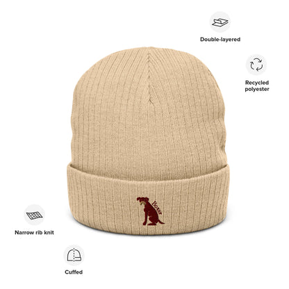 Ribbed beanie hat featuring embroidered Boxer dog logo - Hobbster