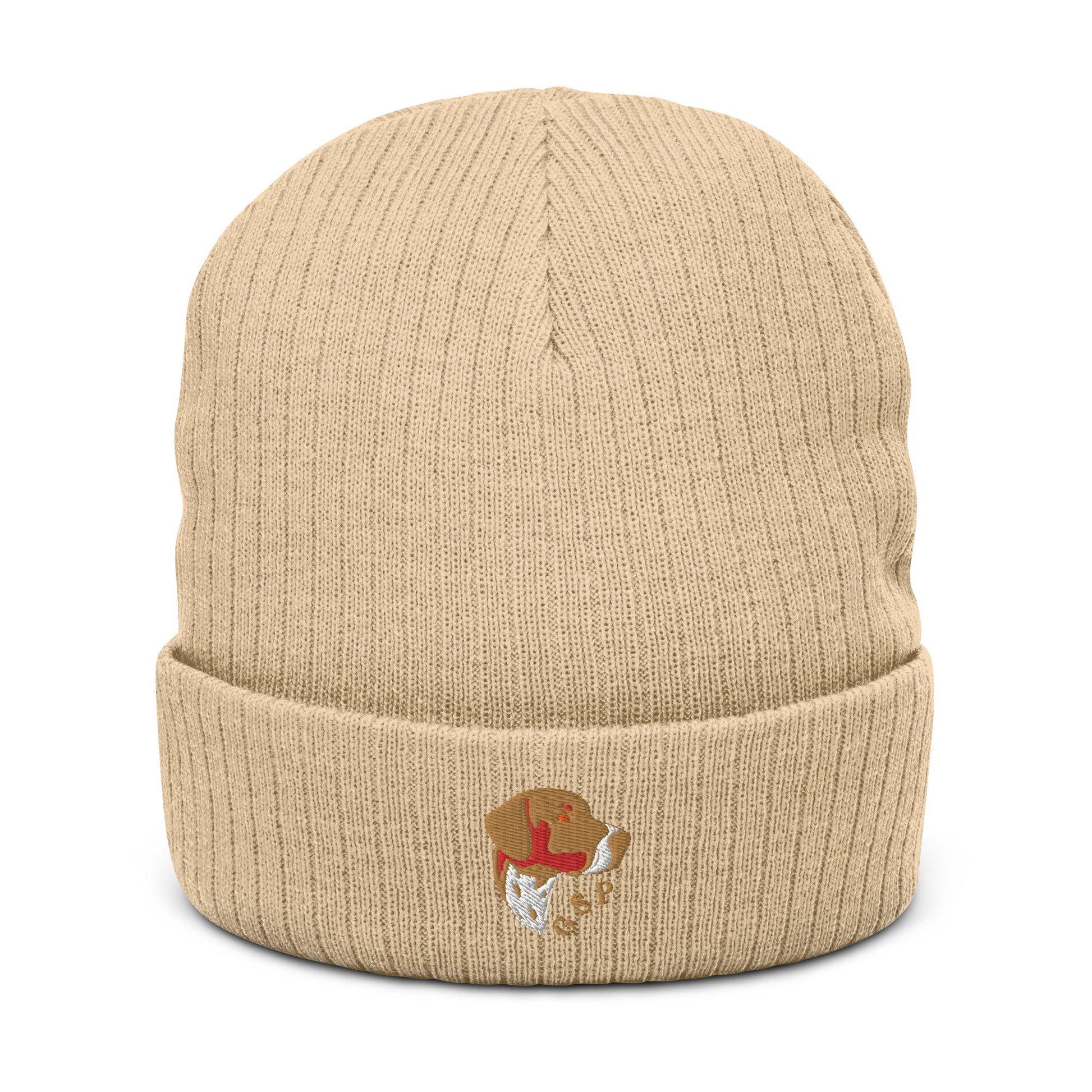 Ribbed beanie hat featuring embroidered German Short Haired Pointer logo - Hobbster