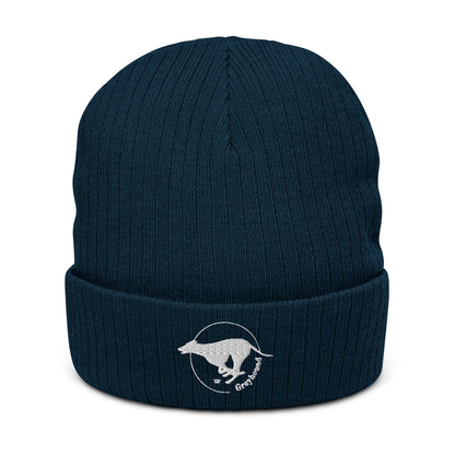 Ribbed knit beanie Featuring Embroidered Greyhound Logo - Hobbster