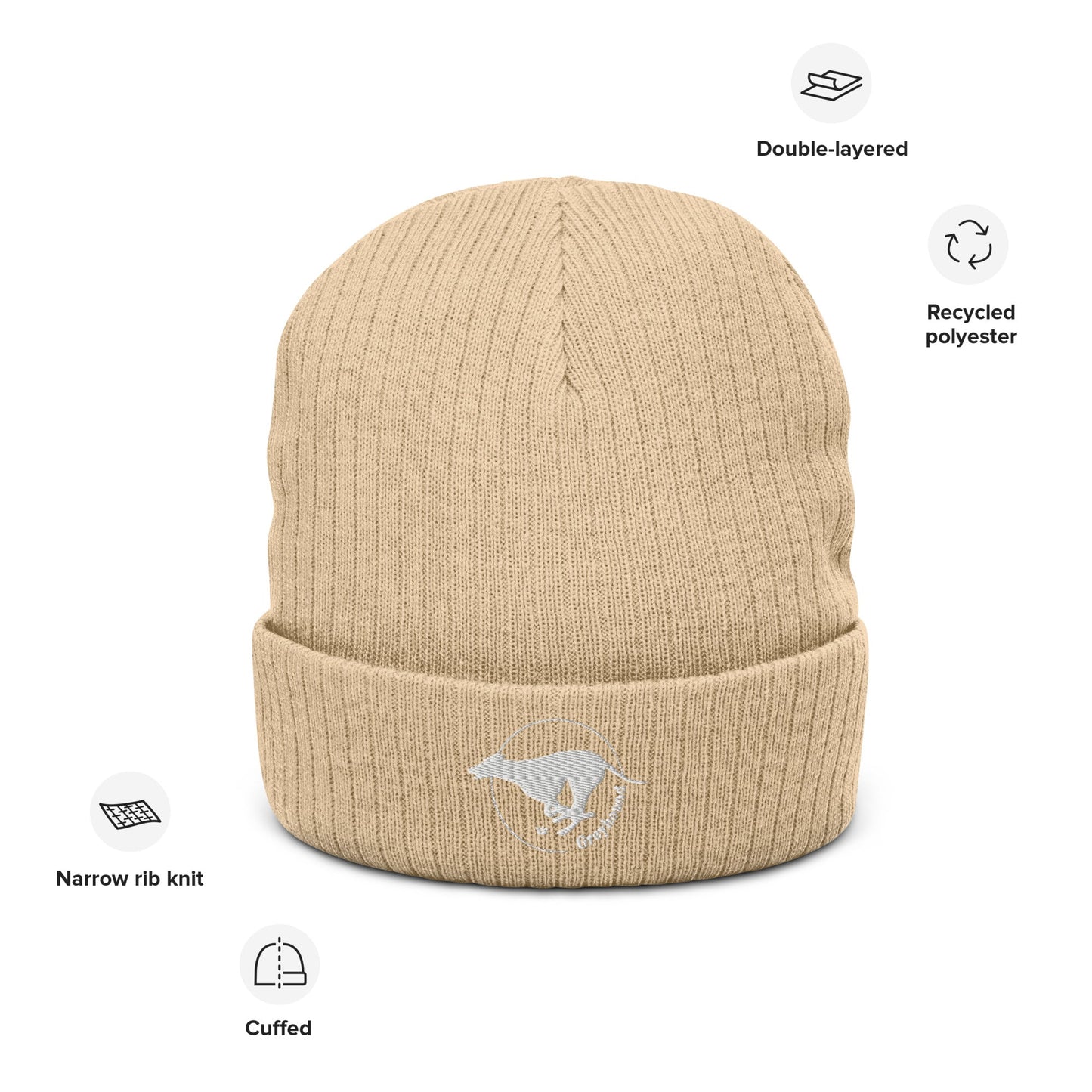 Ribbed knit beanie Featuring Embroidered Greyhound Logo - Hobbster