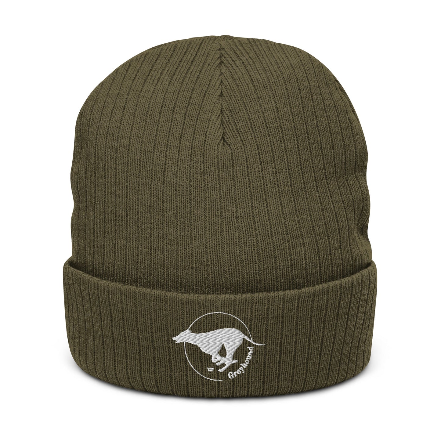 Ribbed knit beanie Featuring Embroidered Greyhound Logo - Hobbster