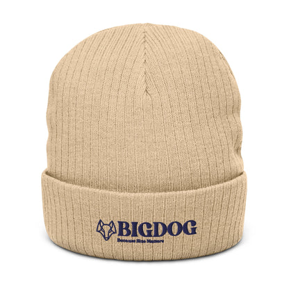 Ribbed knit beanie with Big Dog Slogan - Hobbster