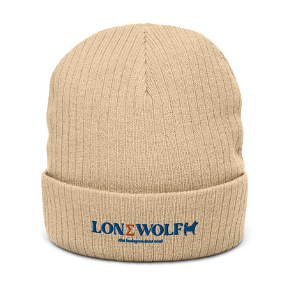 Ribbed knit beanie with Lone Wolf Logo - Hobbster