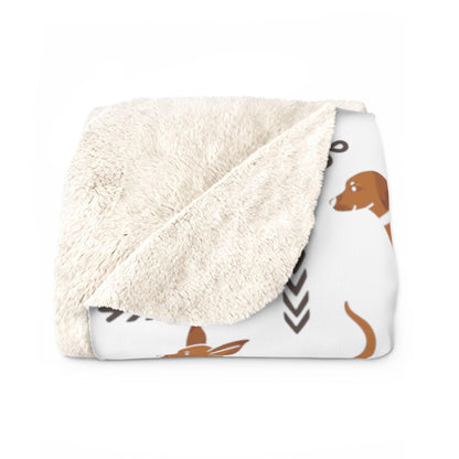 Sherpa Fleece Blanket in White with Multiple Rhodesian Ridgeback Design - Hobbster