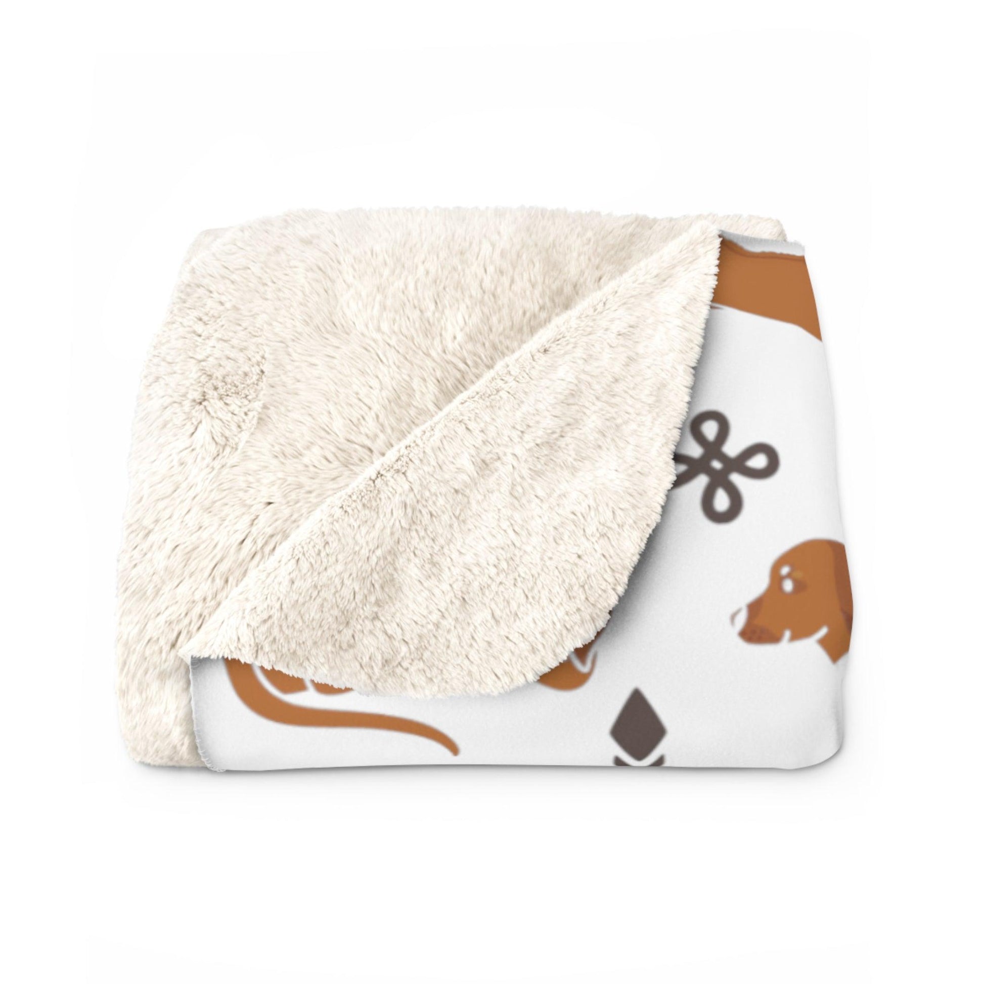 Sherpa Fleece Blanket in White with Multiple Rhodesian Ridgeback Design - Hobbster