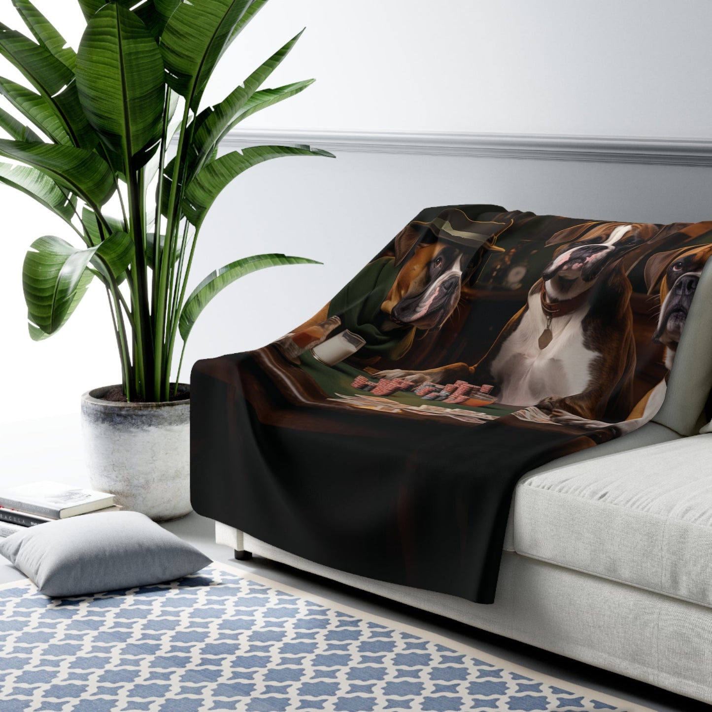 Sherpa Fleece Blanket with vintage Boxer dog design - Hobbster