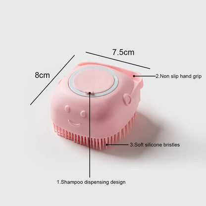 Soft Silicone Dog Shampoo Dispensing Massaging Bath Brush - Hobbster