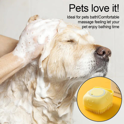 Soft Silicone Dog Shampoo Dispensing Massaging Bath Brush - Hobbster