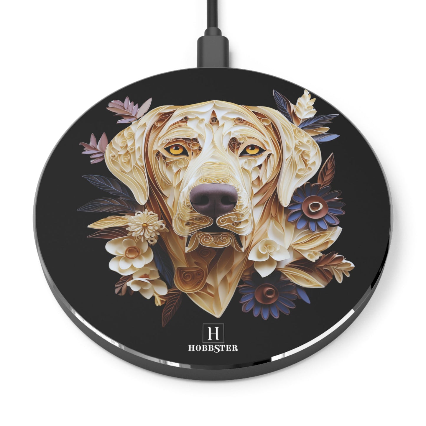Spoke Wireless 10W Charger featuring a quilled Labrador head design - Hobbster