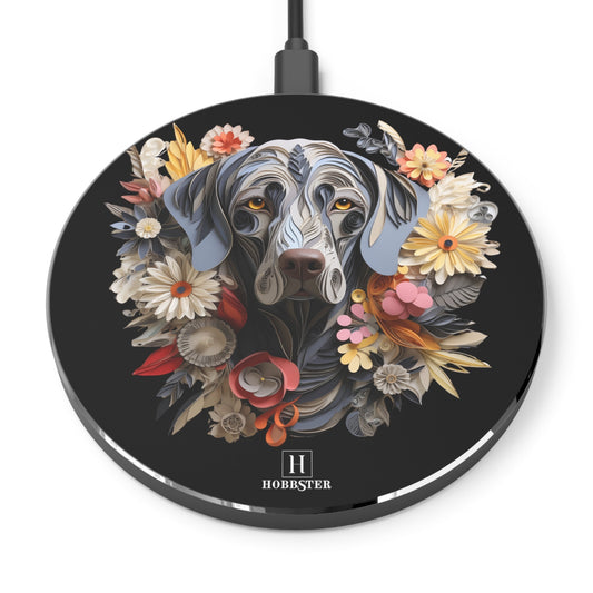 Spoke Wireless 10W Charger featuring a Weimaraner Paper Quilling Design - Hobbster