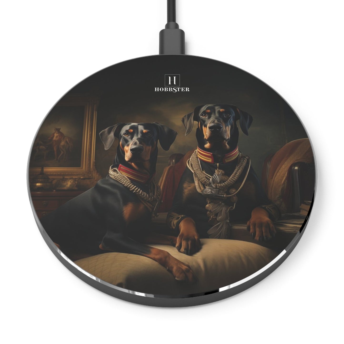 Spoke Wireless 10W Charger Featuring an Art Deco Doberman Design - Hobbster