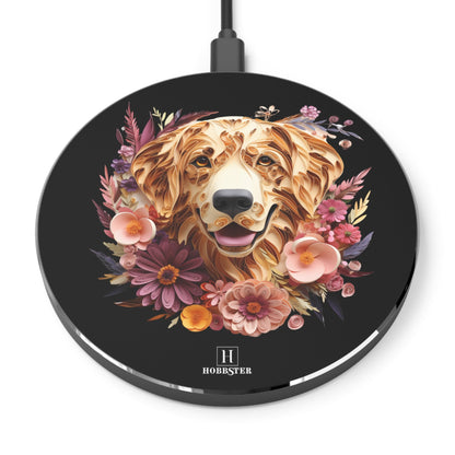Spoke Wireless 10W Charger Featuring Golden Retriever Paper Quilling Design - Hobbster