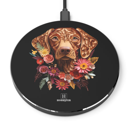 Spoke Wireless 10W Charger Featuring Hungarian Vizsla Paper Quilling Design - Hobbster