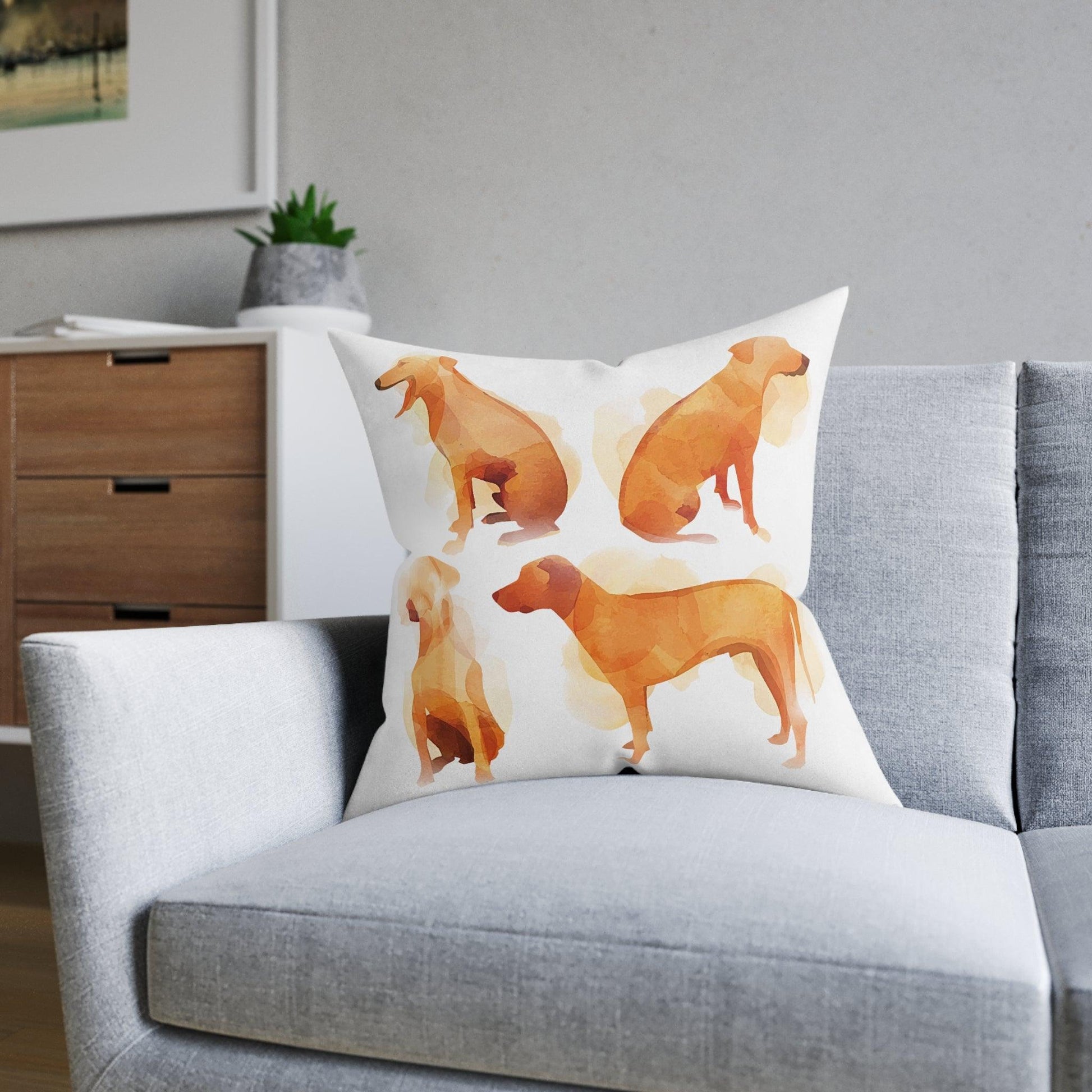 Square cushion with four Rhodesian Ridgebacks design - Hobbster