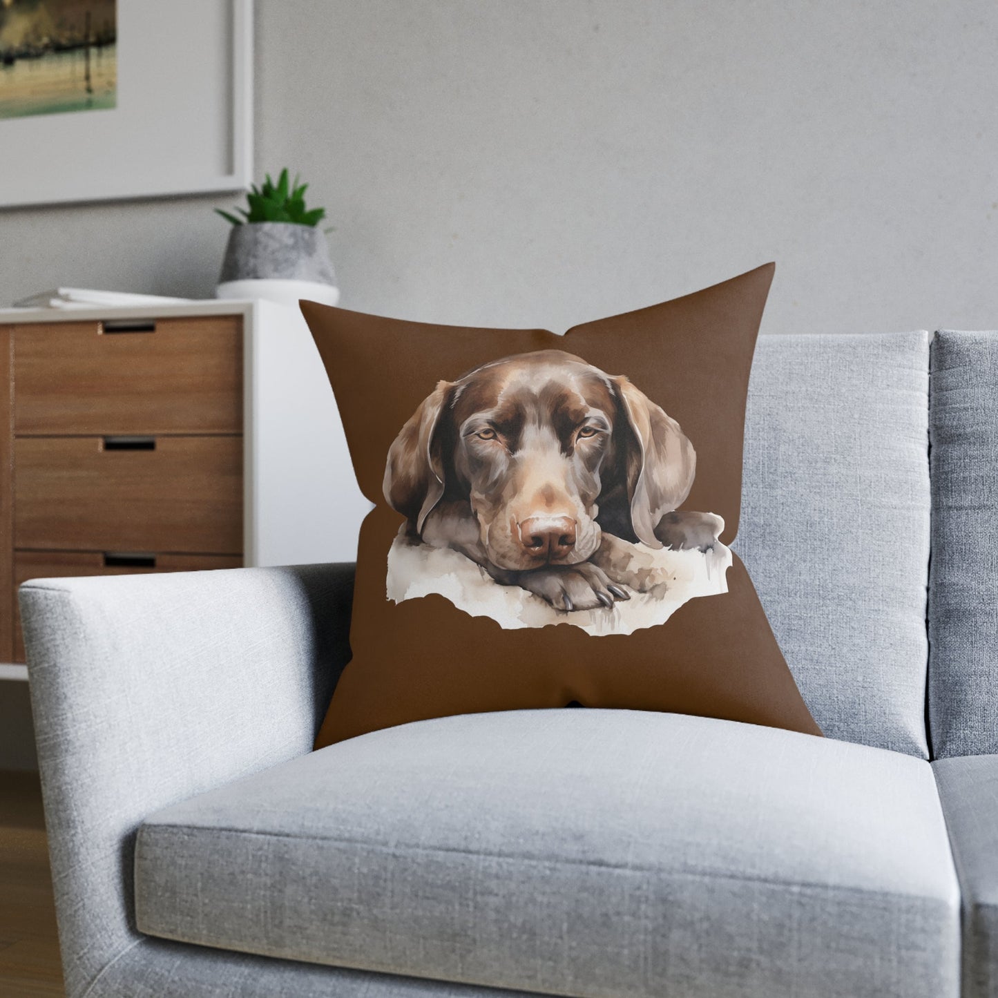 Square cushion with Vizsla Puppy Resting Design - Hobbster