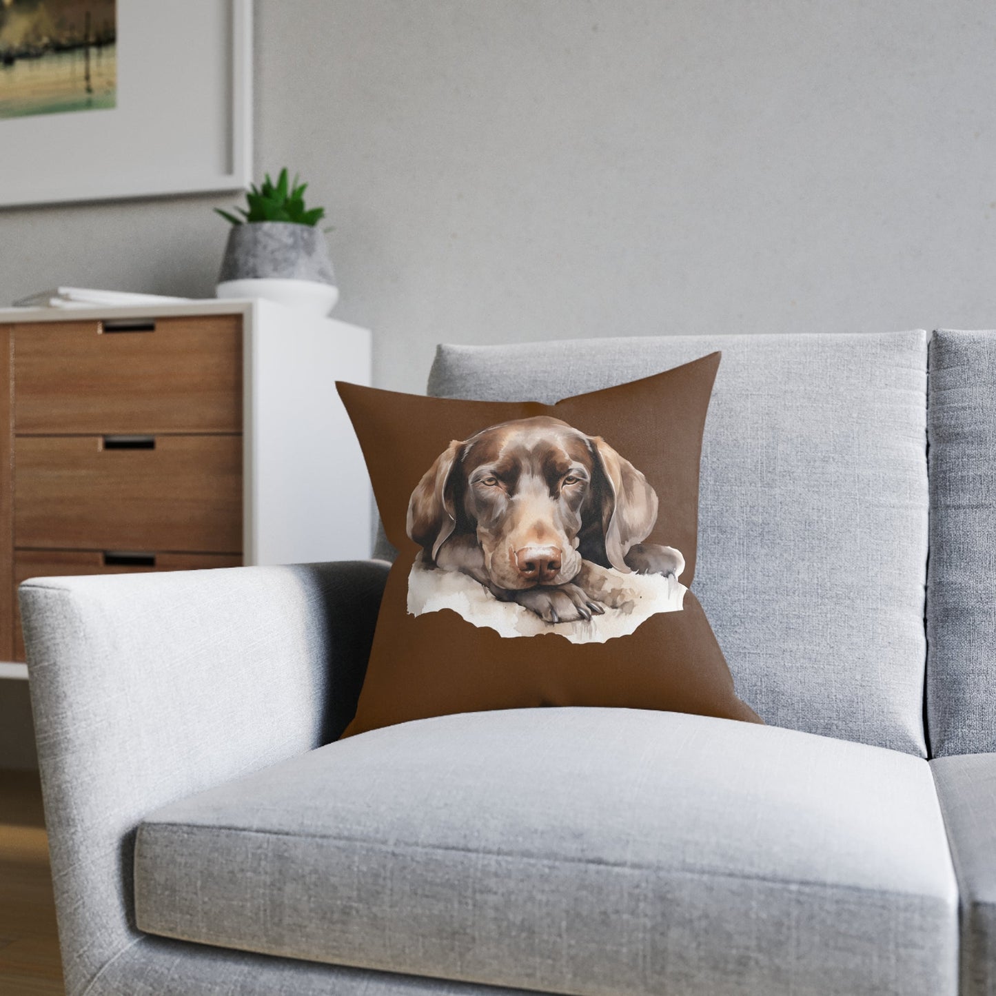 Square cushion with Vizsla Puppy Resting Design - Hobbster