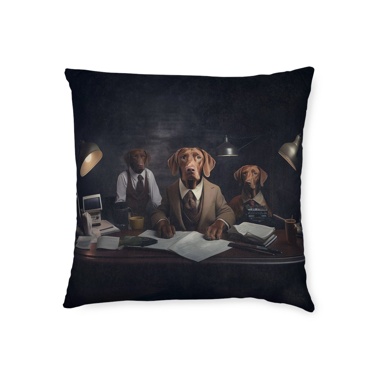 Square cushion with Vizslas at Work Design - Hobbster