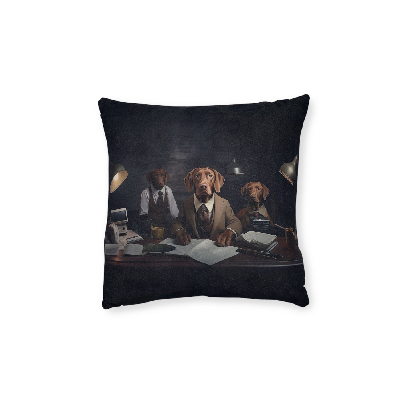 Square cushion with Vizslas at Work Design - Hobbster