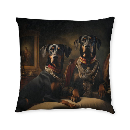 Square Pillow with Art Deco Doberman Design - Hobbster