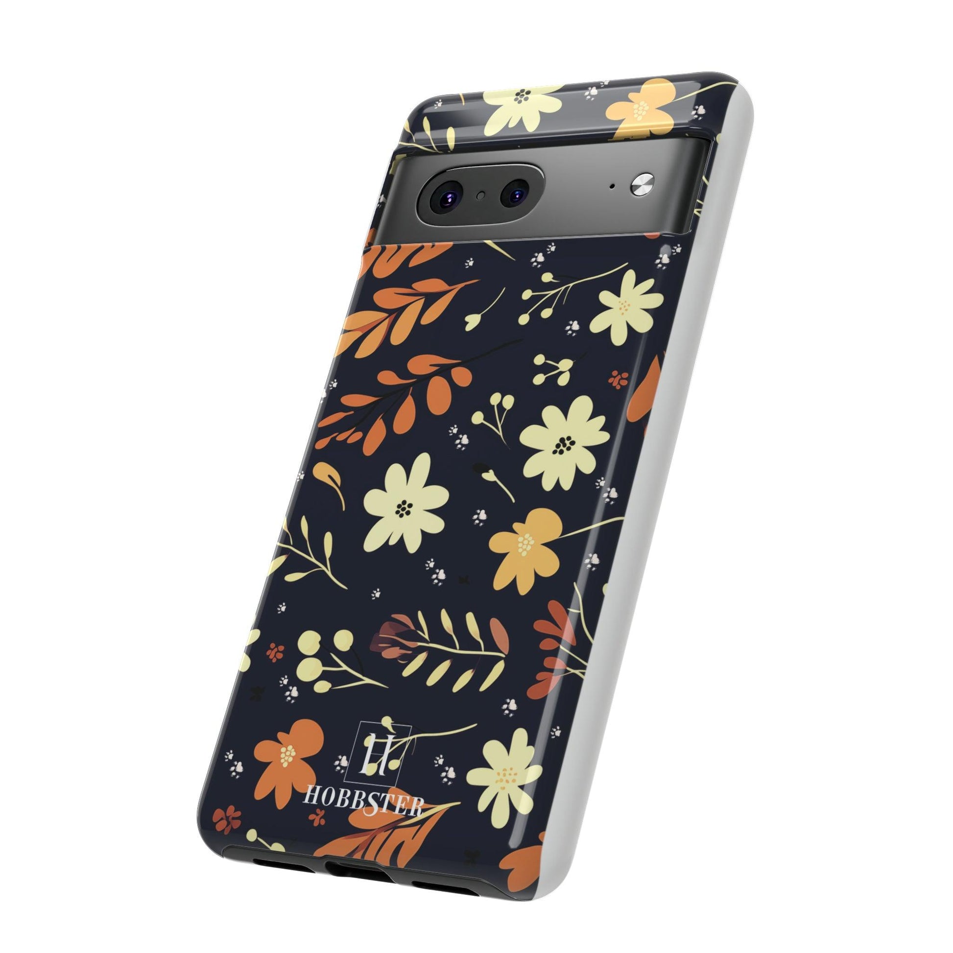 Toughened Mobile Phone Case featuring Boho Flowers & Paw Prints Design[for iPhone, Samsung and Google Pixel phones]