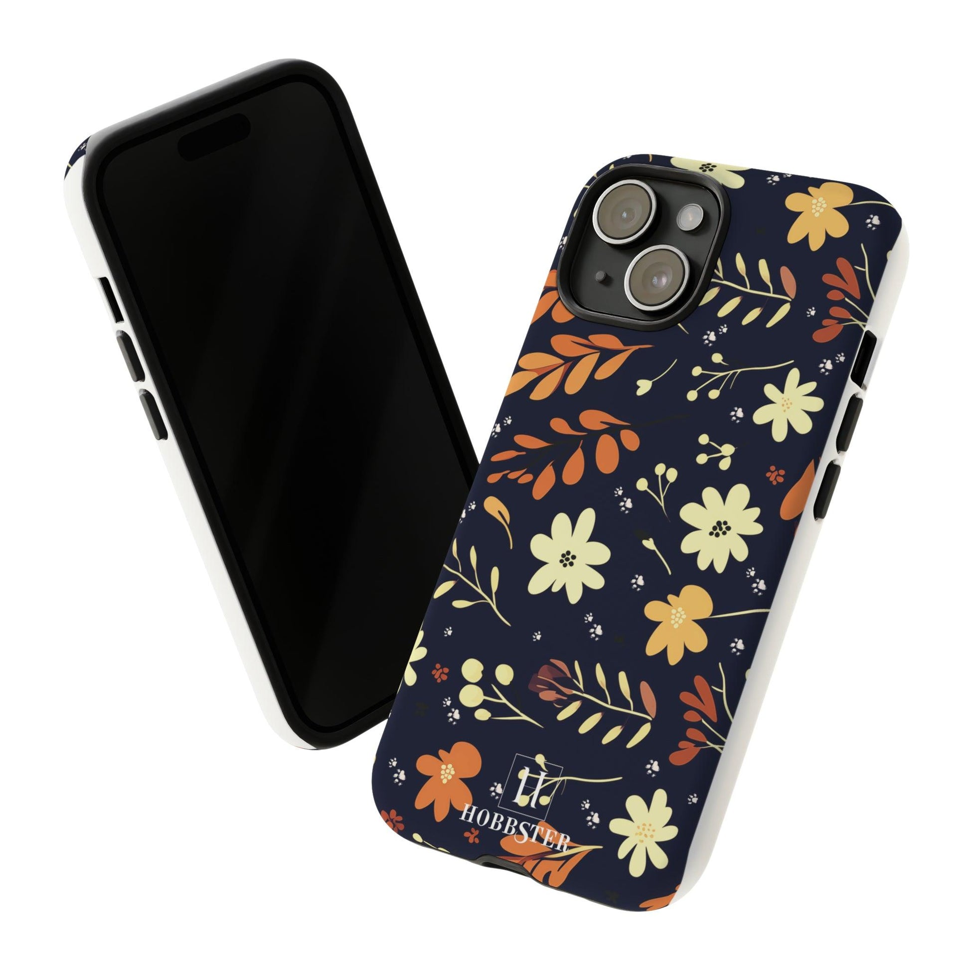 Toughened Mobile Phone Case featuring Boho Flowers & Paw Prints Design[for iPhone, Samsung and Google Pixel phones]