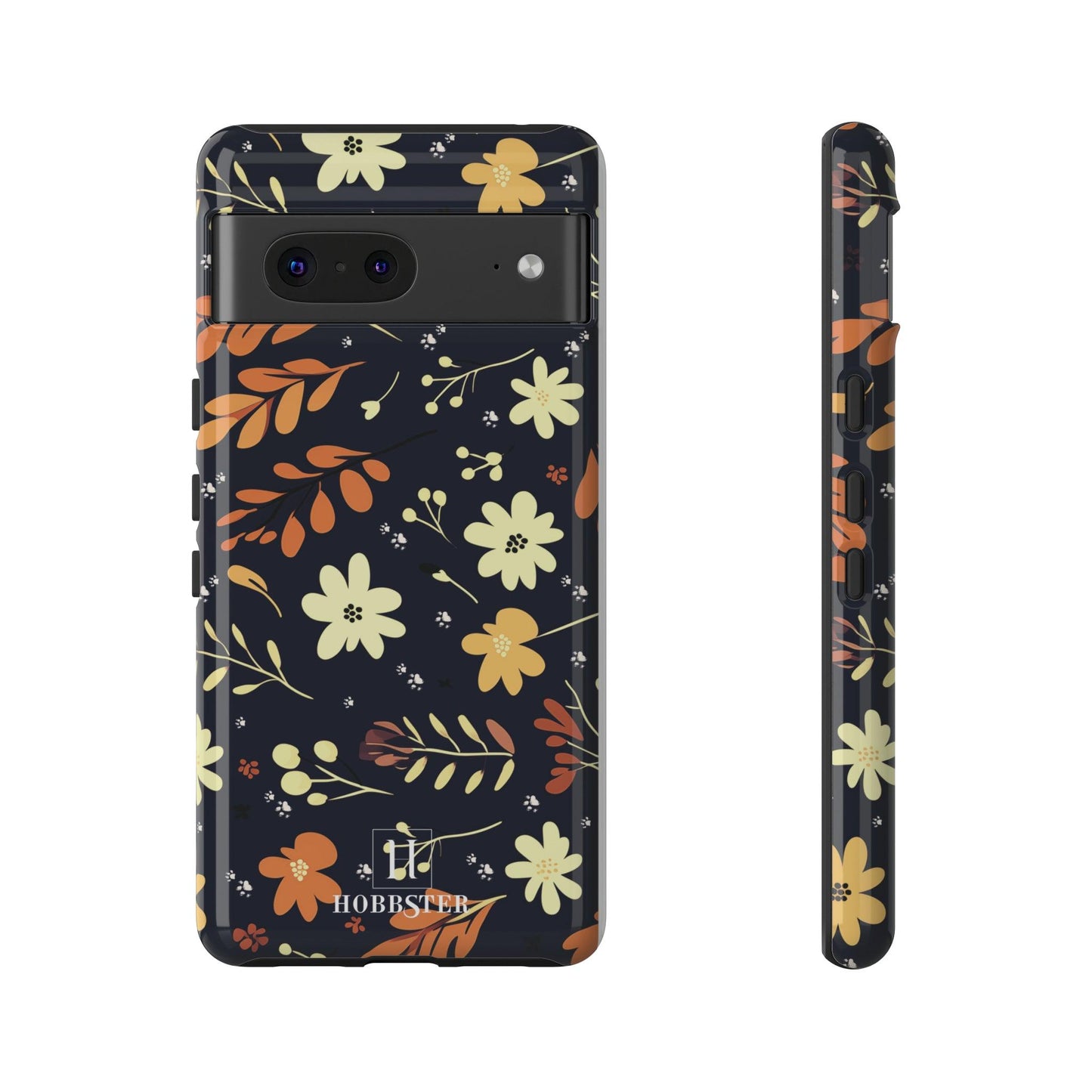 Toughened Mobile Phone Case featuring Boho Flowers & Paw Prints Design[for iPhone, Samsung and Google Pixel phones]