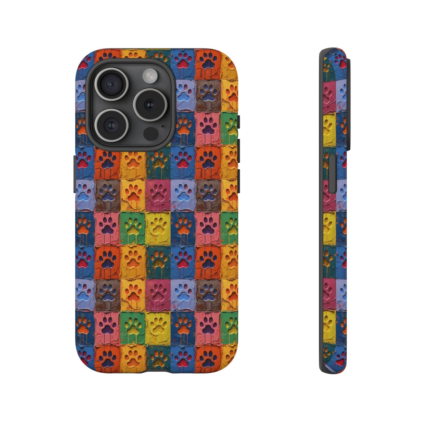 Toughened Mobile Phone Case Featuring Large Painted Paw Prints - Hobbster