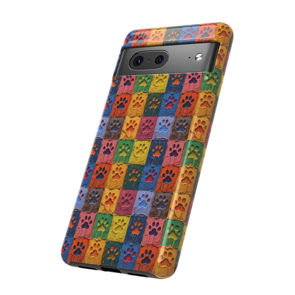 Toughened Mobile Phone Case Featuring Large Painted Paw Prints - Hobbster