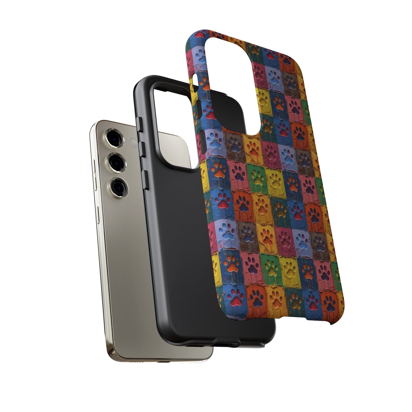 Toughened Mobile Phone Case Featuring Large Painted Paw Prints - Hobbster