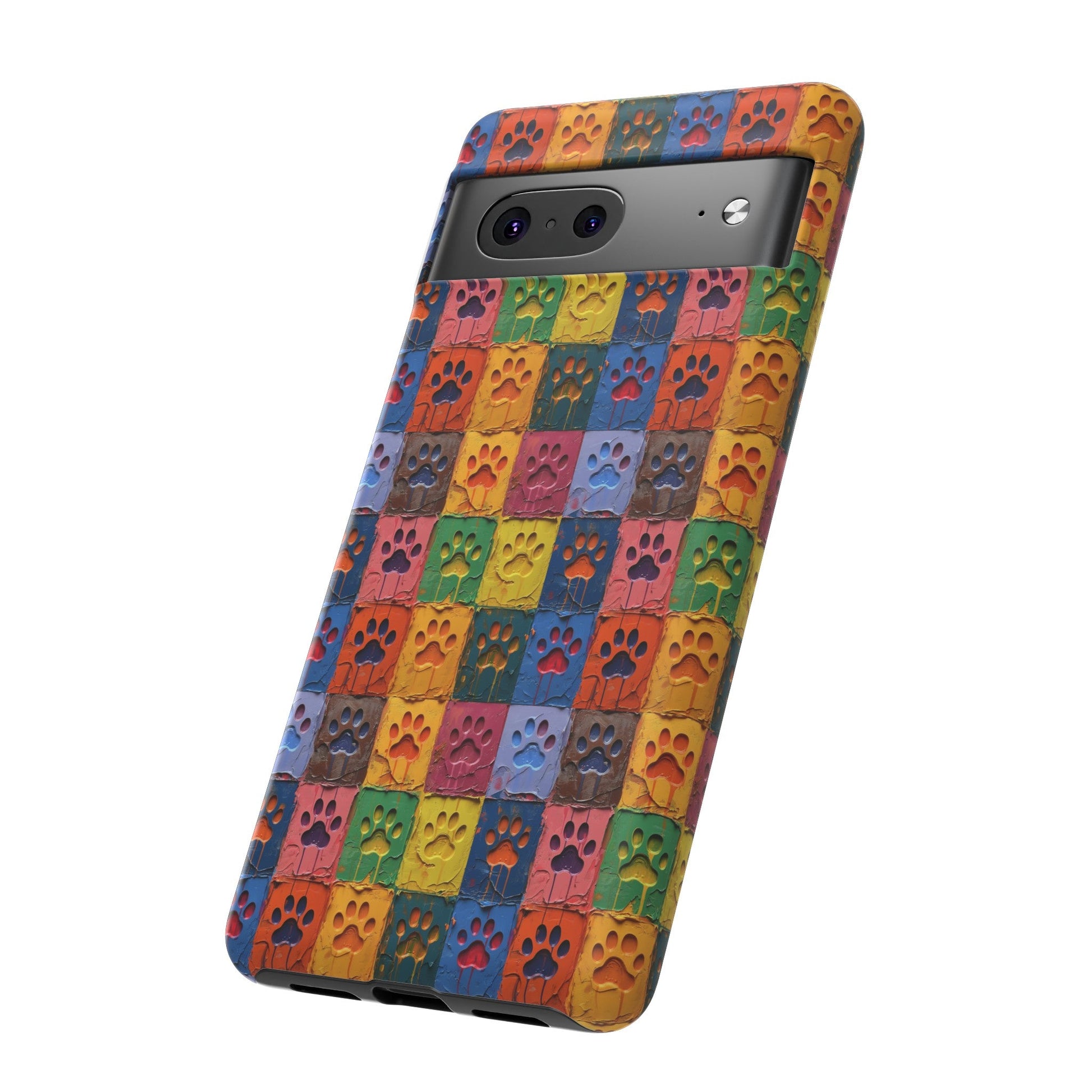 Toughened Mobile Phone Case Featuring Large Painted Paw Prints - Hobbster