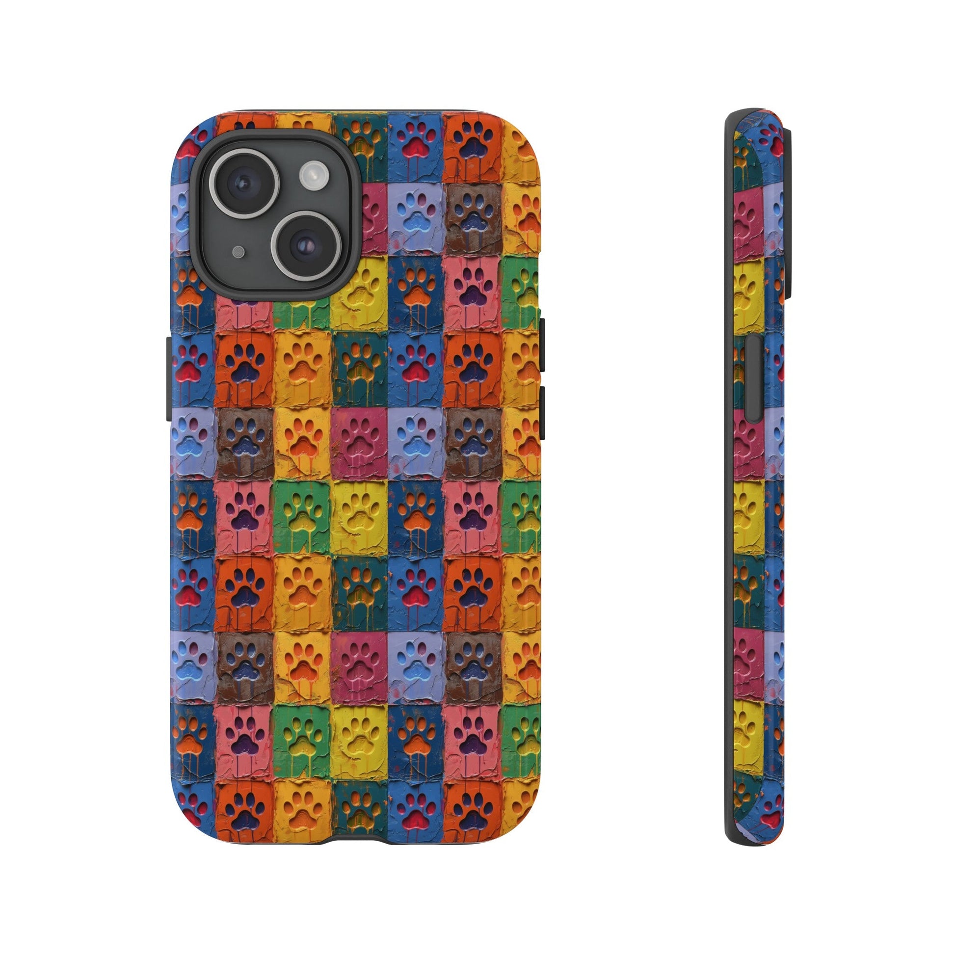 Toughened Mobile Phone Case Featuring Large Painted Paw Prints - Hobbster