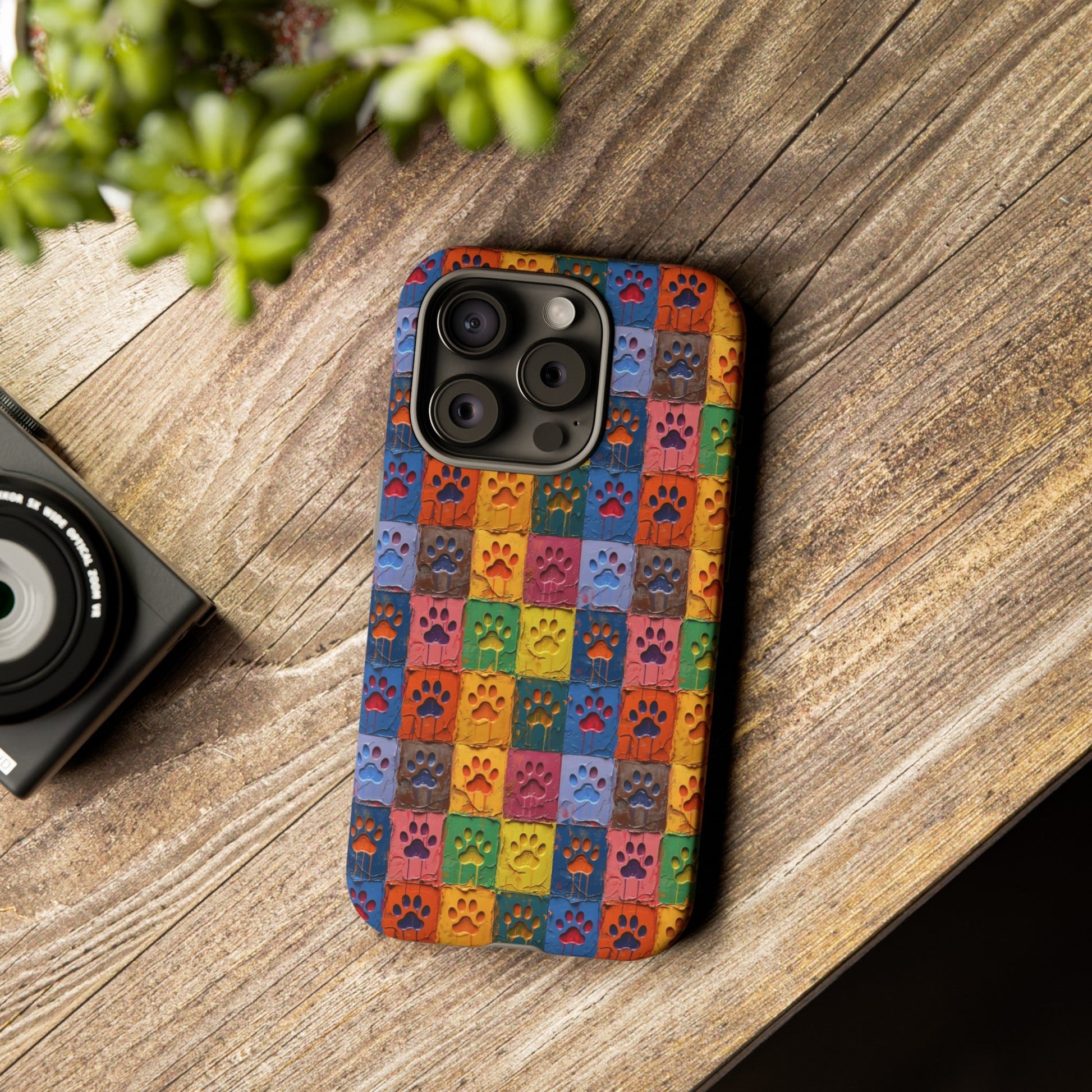 Toughened Mobile Phone Case Featuring Large Painted Paw Prints - Hobbster