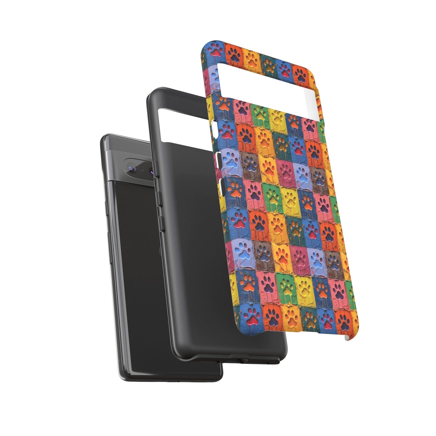 Toughened Mobile Phone Case Featuring Large Painted Paw Prints - Hobbster