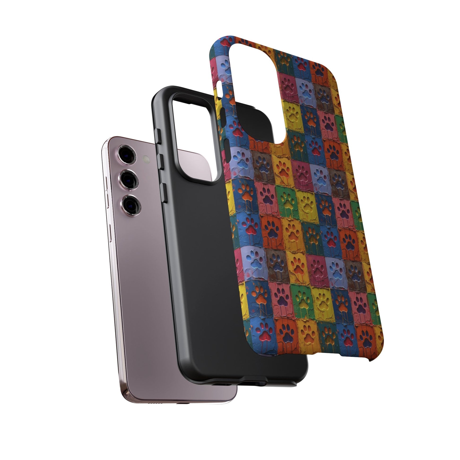 Toughened Mobile Phone Case Featuring Large Painted Paw Prints - Hobbster