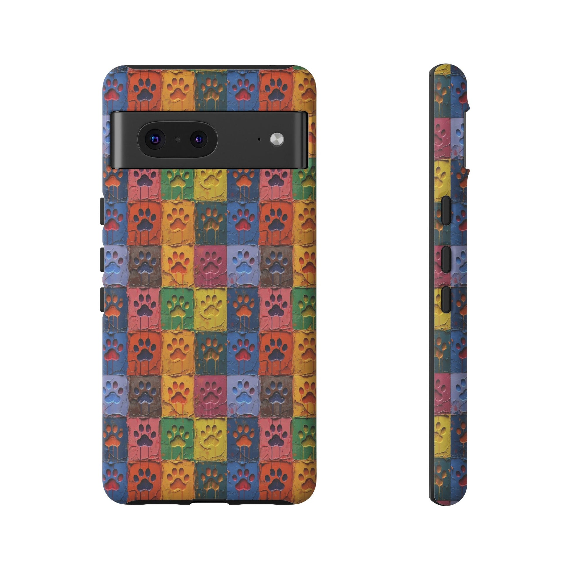 Toughened Mobile Phone Case Featuring Large Painted Paw Prints - Hobbster