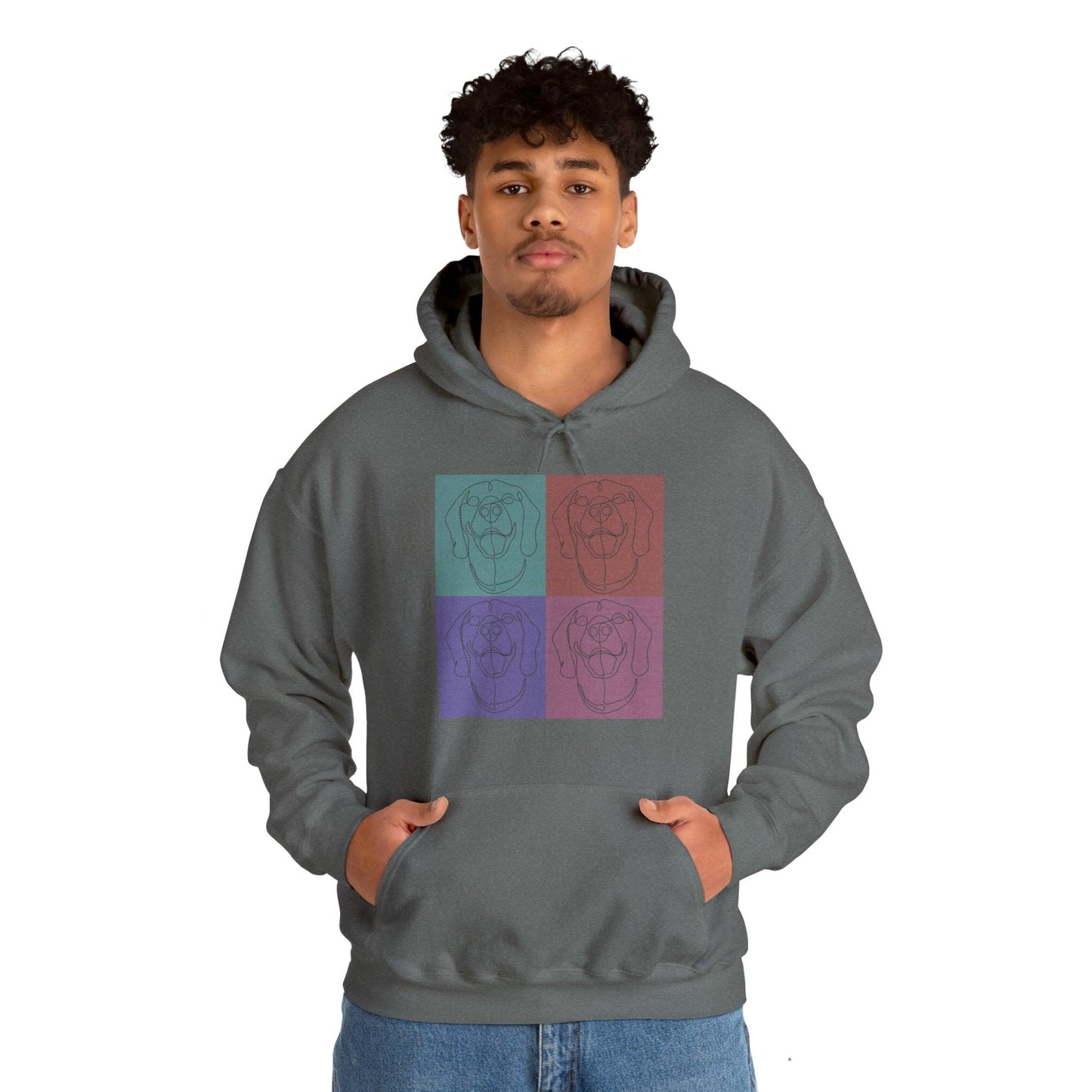 Unisex Heavy Blend™ Hooded Sweatshirt with Rhodesian Ridgeback Tile Effect Design - Hobbster