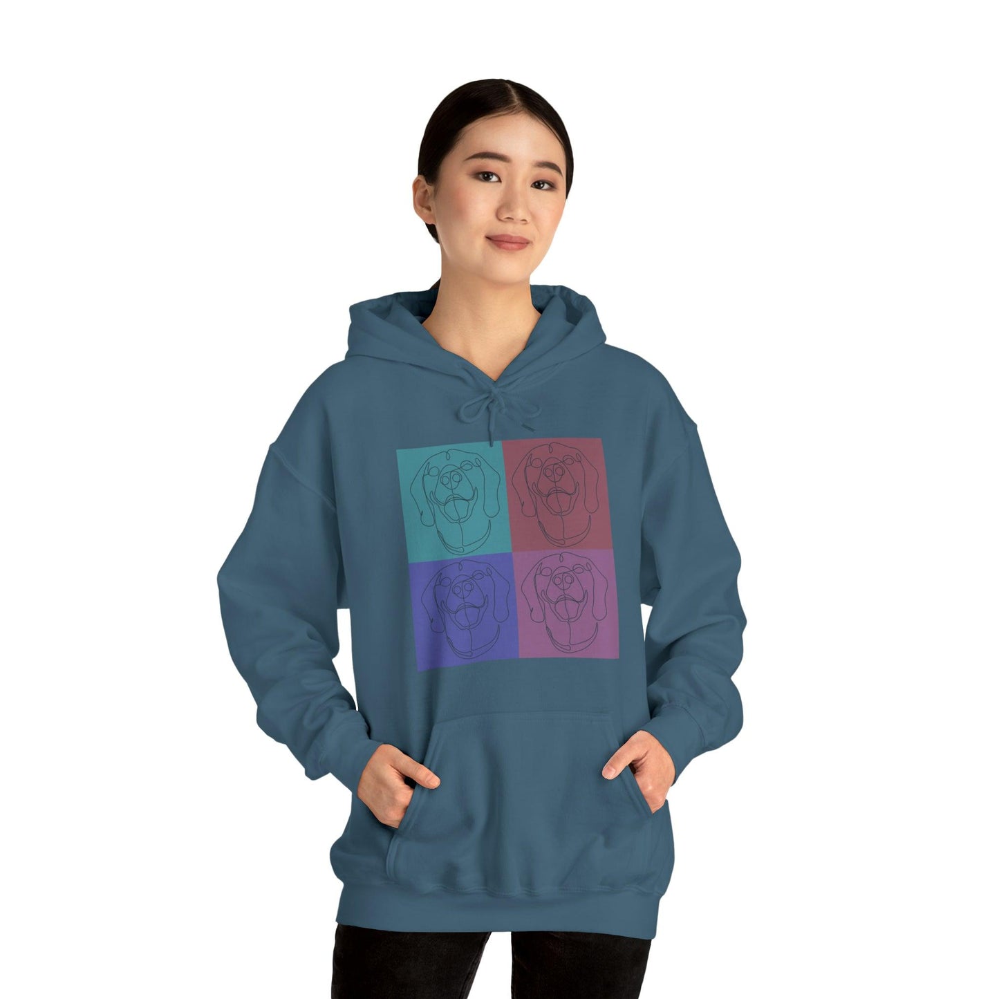 Unisex Heavy Blend™ Hooded Sweatshirt with Rhodesian Ridgeback Tile Effect Design - Hobbster