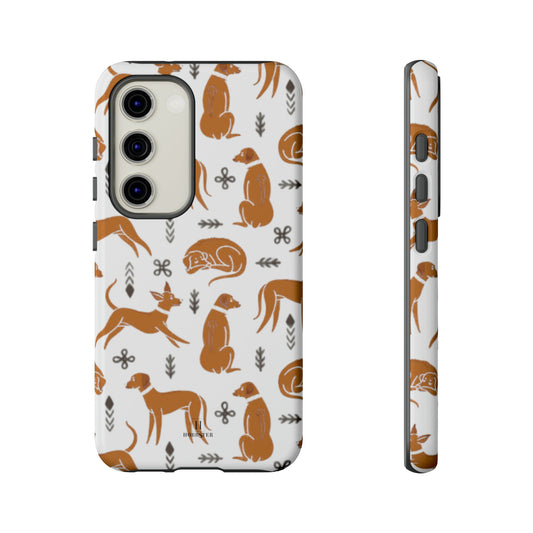 White toughened Mobile Phone Case featuring Multiple Rhodesian Ridgebacks [for iPhone, Samsung and Google Pixel phones] - Hobbster
