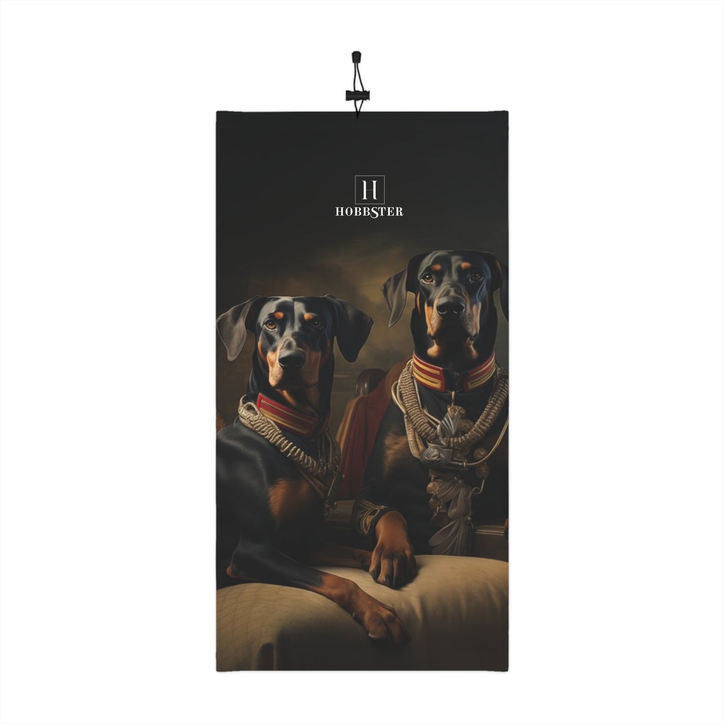 Winter Neck Gaiter With Drawstring featuring Art Deco Doberman Design [17.5" x 9.5"] - Hobbster