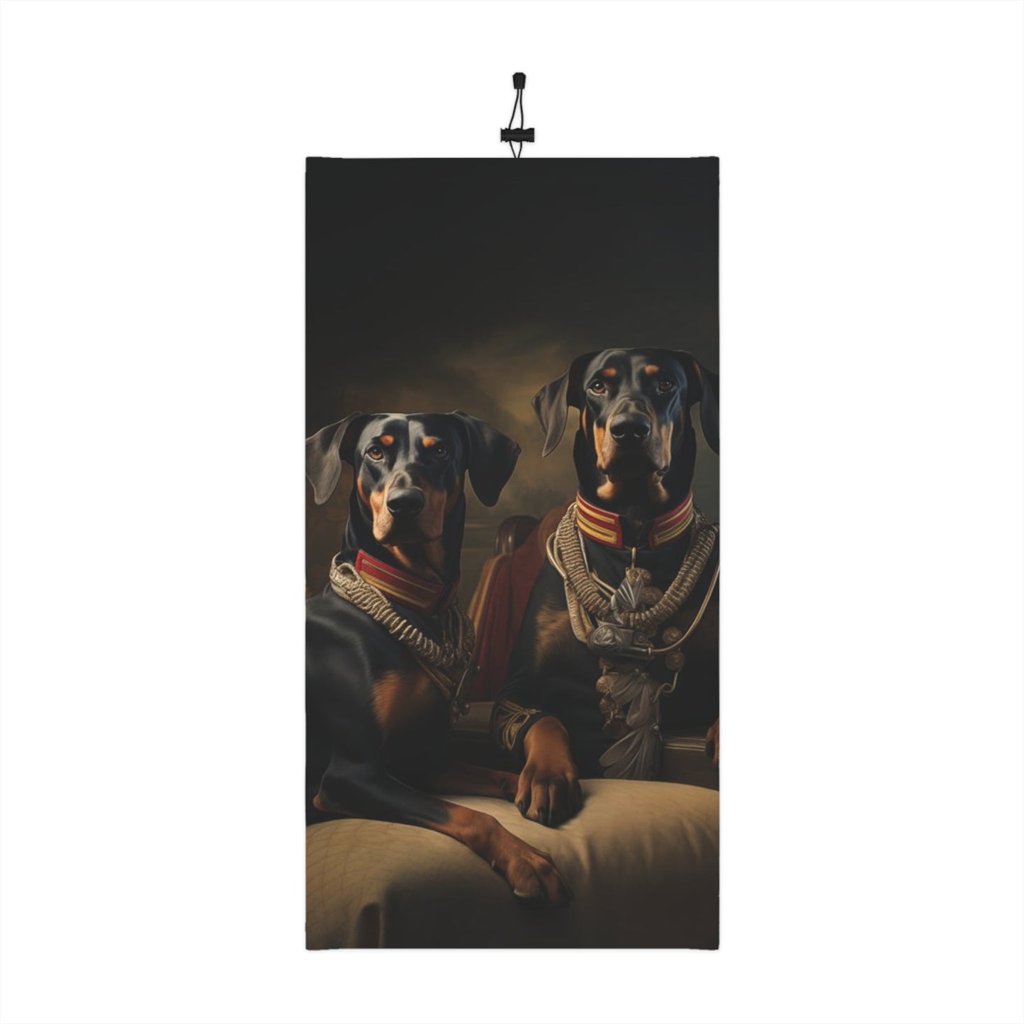 Winter Neck Gaiter With Drawstring featuring Art Deco Doberman Design [17.5" x 9.5"] - Hobbster