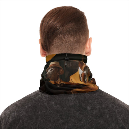 Winter Neck Gaiter With Drawstring featuring Art Deco Greyhound Design [17.5" x 9.5"] - Hobbster