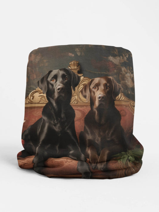 Winter Neck Gaiter With Drawstring featuring Art Deco Labrador Design [17.5" x 9.5"] - Hobbster