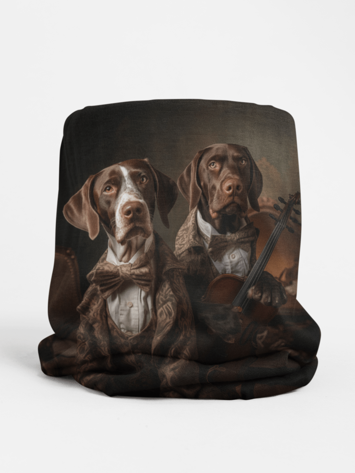 Winter Neck Gaiter With Drawstring featuring vintage German Short Haired Pointer dog design [17.5" x 9.5"] - Hobbster