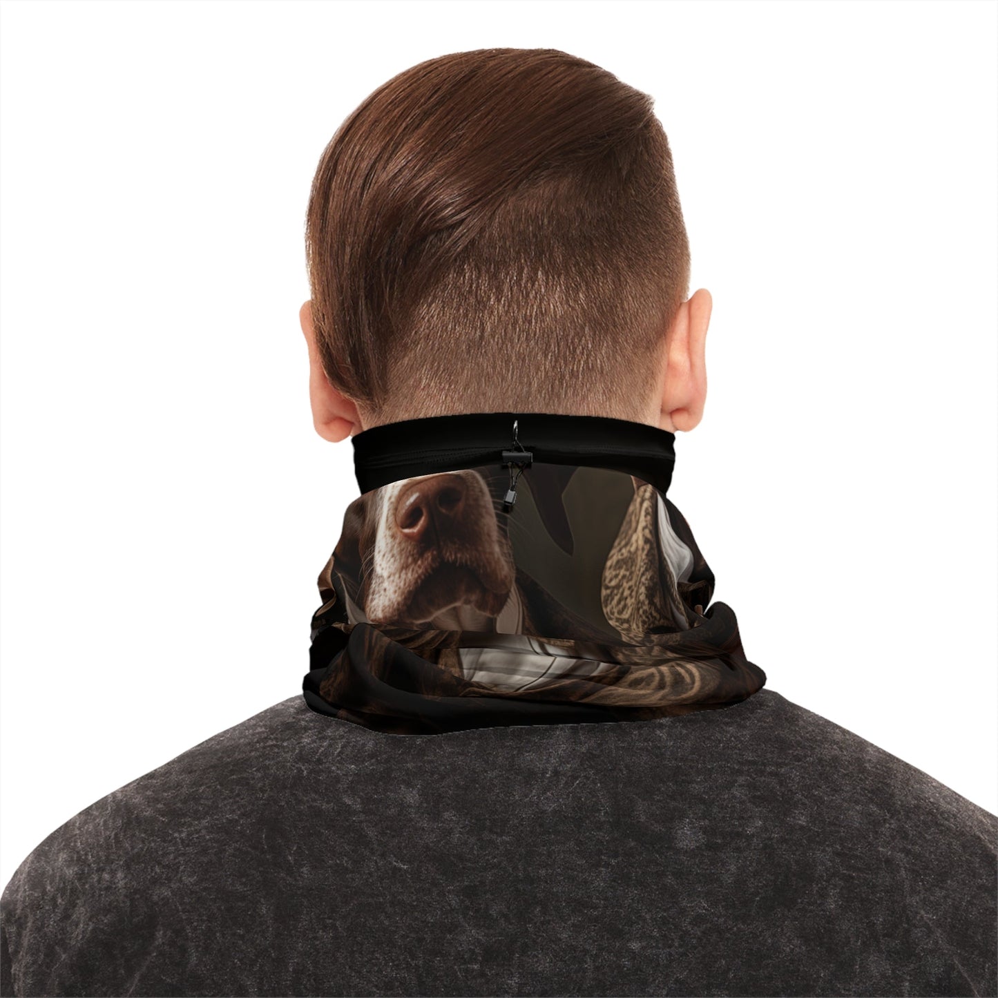 Winter Neck Gaiter With Drawstring featuring vintage German Short Haired Pointer dog design [17.5" x 9.5"] - Hobbster