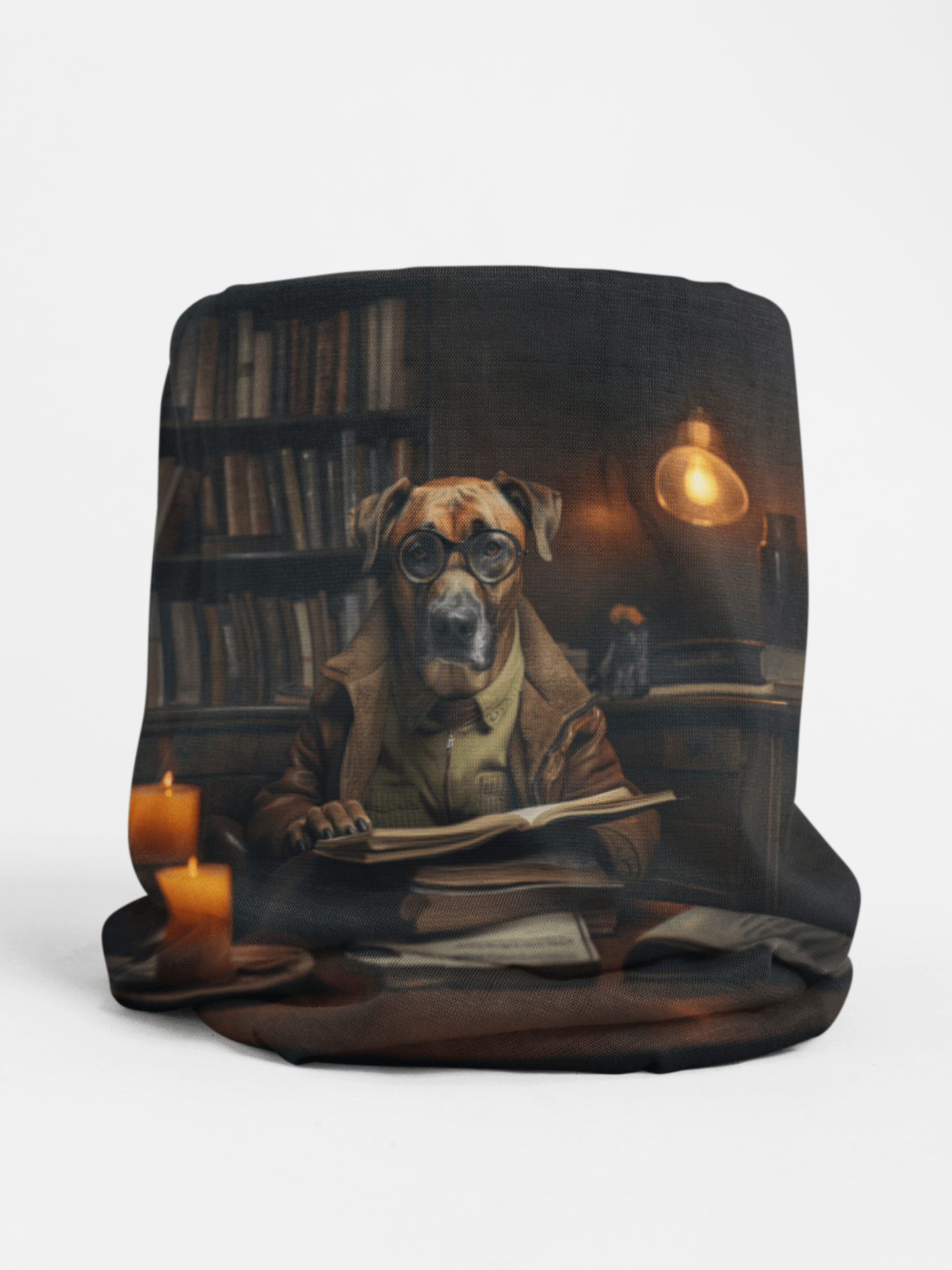 Winter Neck Gaiter With Drawstring featuring vintage Rhodesian Ridgeback dog design [17.5" x 9.5"] - Hobbster