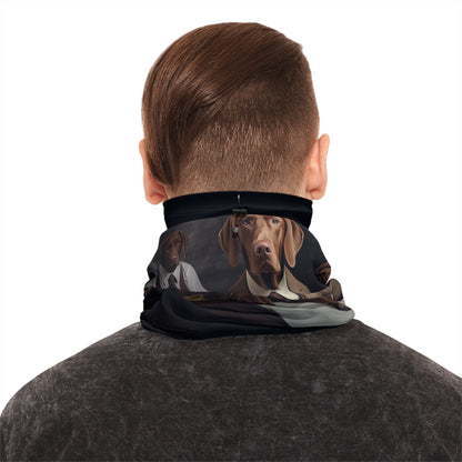 Winter Neck Gaiter With Drawstring featuring vintage Vizsla dog design [17.5" x 9.5"] - Hobbster