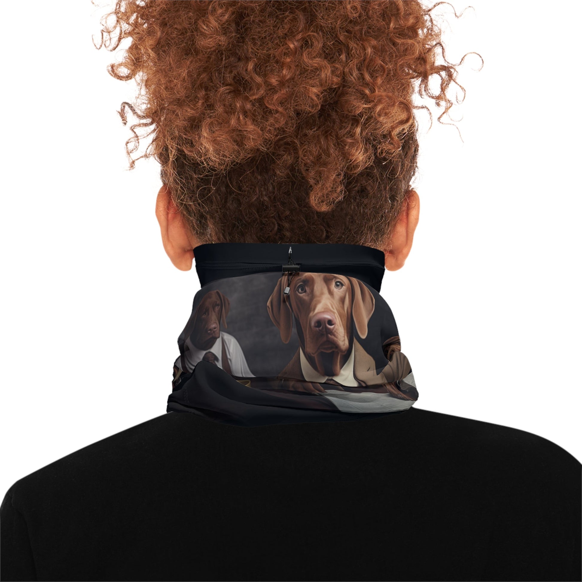 Winter Neck Gaiter With Drawstring featuring vintage Vizsla dog design [17.5" x 9.5"] - Hobbster