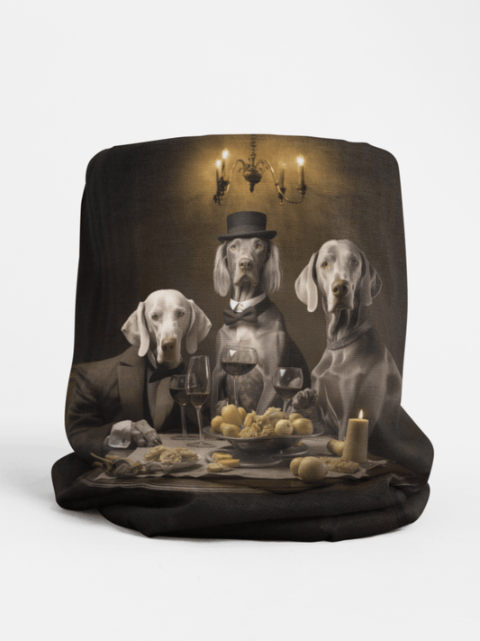 Winter Neck Gaiter With Drawstring featuring vintage Weimaraner design [17.5" x 9.5"] - Hobbster