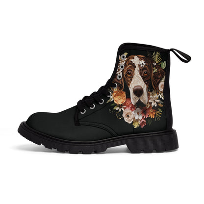 Women's Canvas Boots featuring a German Short Hair Pointer Paper Quilled Effect Design - Hobbster