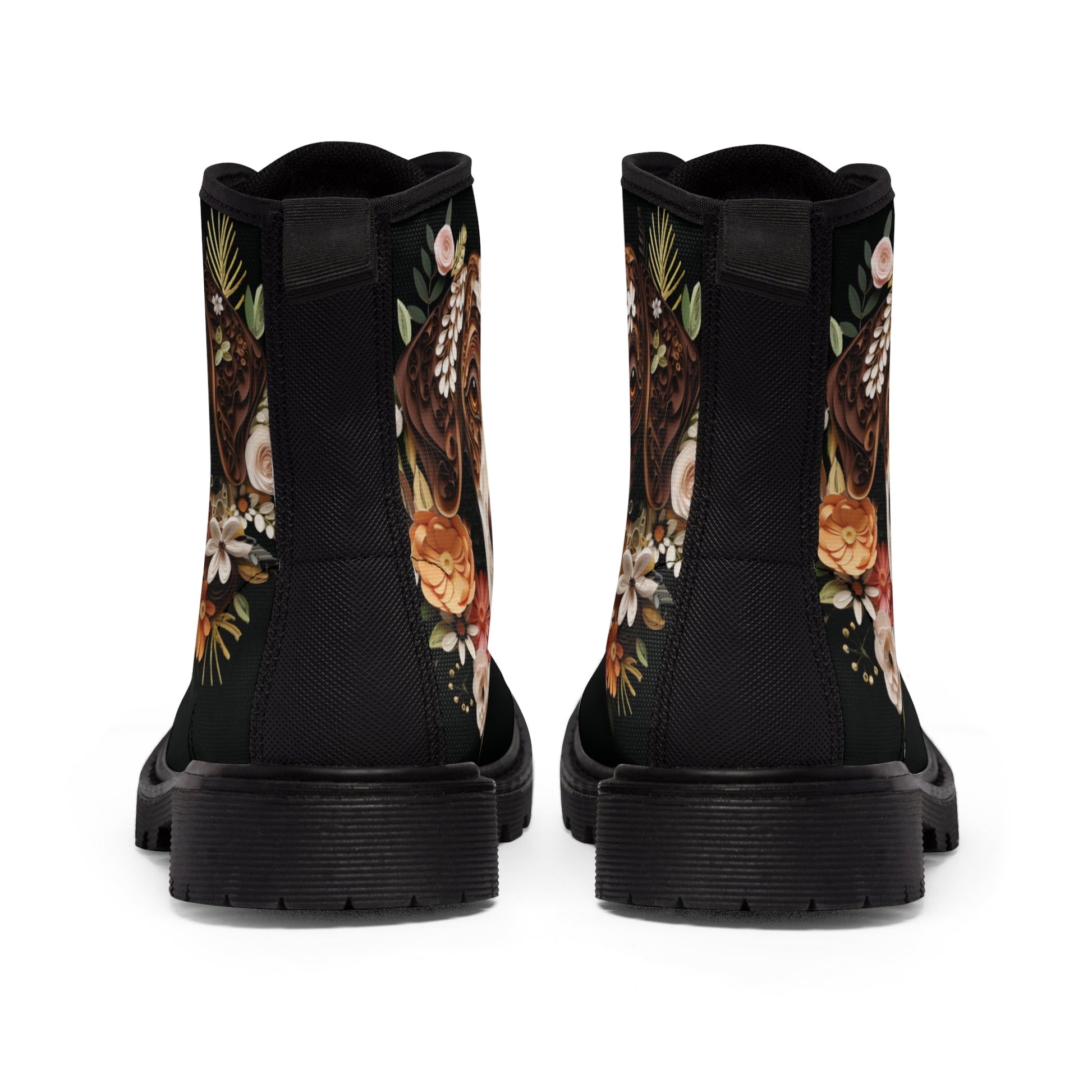 Women's Canvas Boots featuring a German Short Hair Pointer Paper Quilled Effect Design - Hobbster